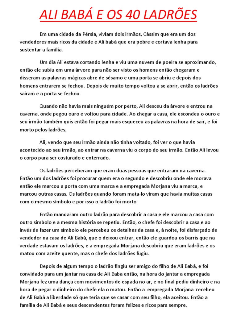 Ali Babá E Os 40 Ladrões