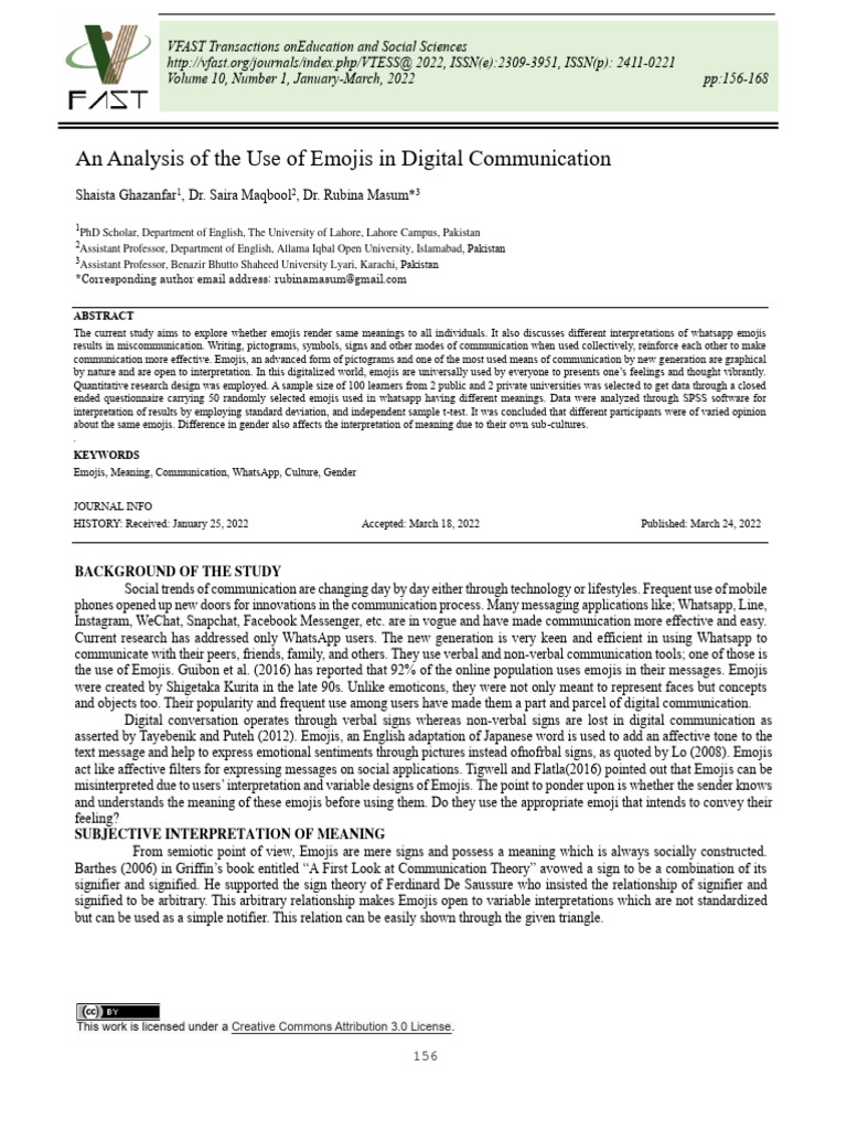 An Analysis of The Use of Emojis in Digi | PDF | Communication | Survey ...