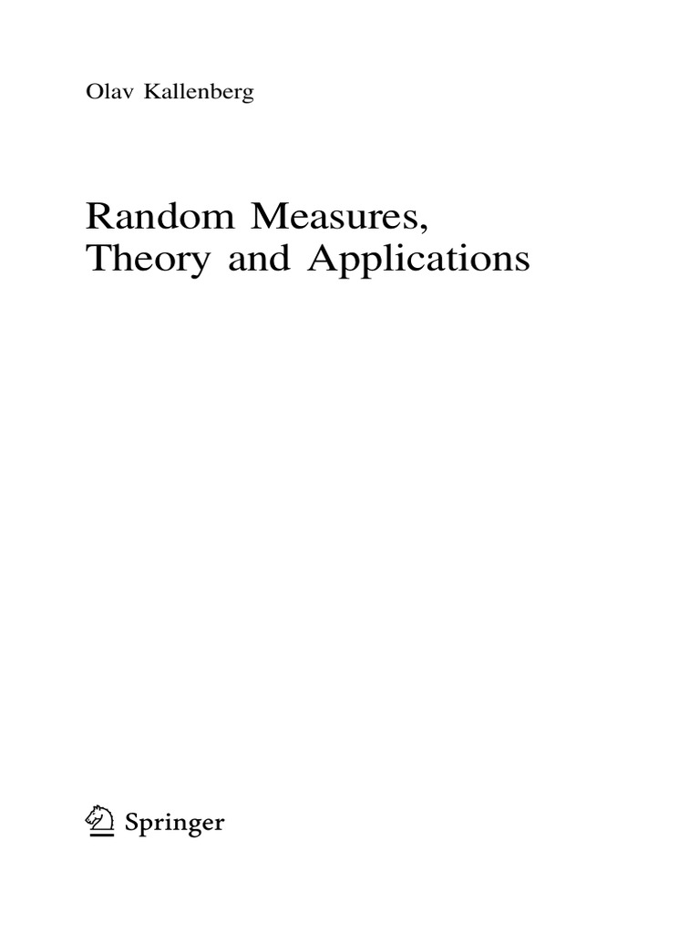 Random Measures Theory and Applications 1st Ed 3319415964 978 3 319 ...