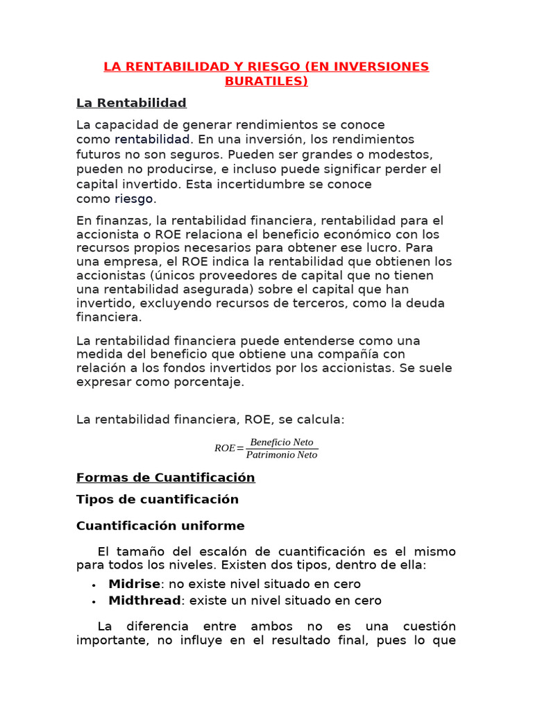 Rentabilidad y Riesgo en Inversiones | PDF | Rentabilidad sobre ...
