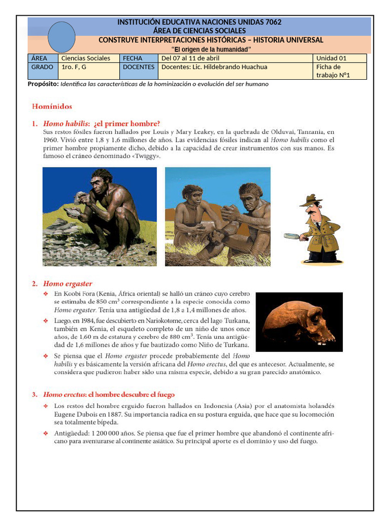 Hominización: Origen de la Humanidad | PDF