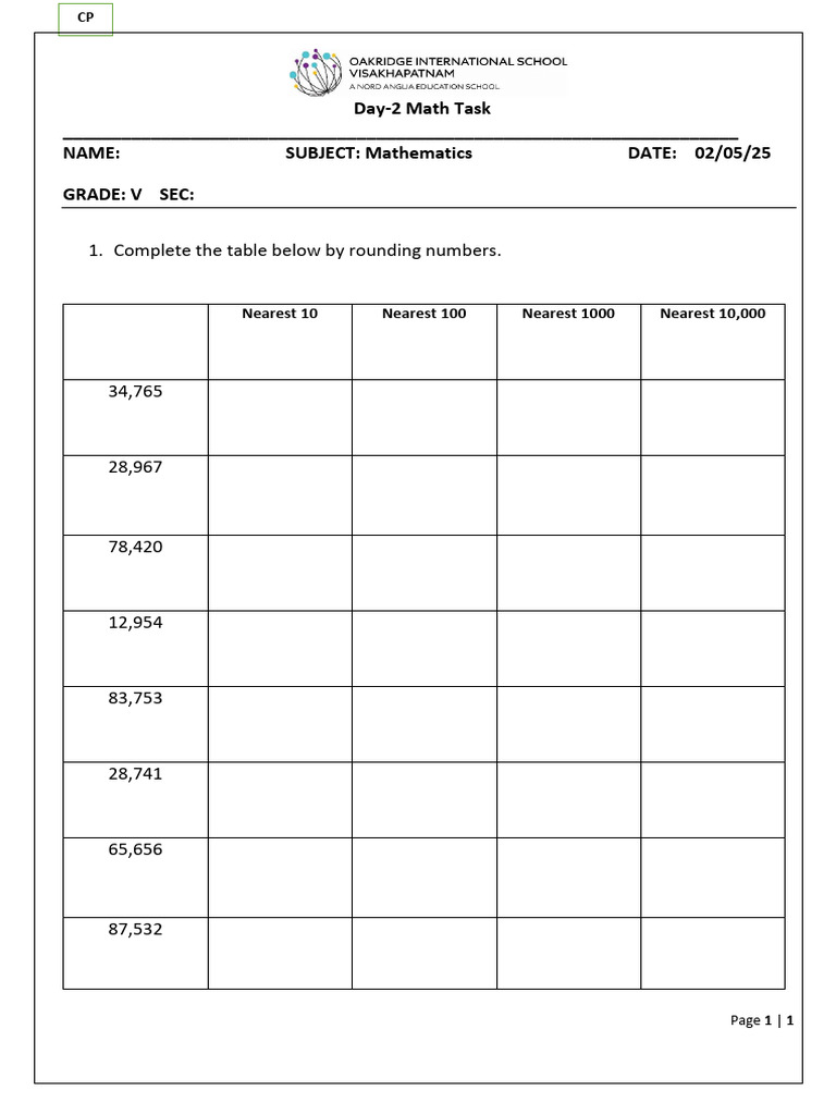 Day2 GR5 Math Task | PDF