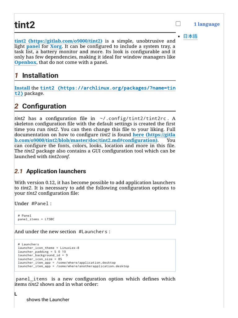 Tint2 Panel Configuration Guide | PDF | Software | System Software
