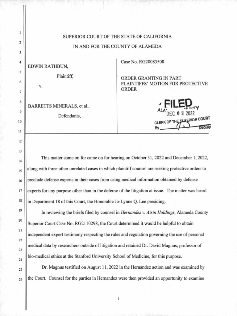 Rathbun 12.02.22 Granting in Part Plaintiffs' Motion For Protective ...