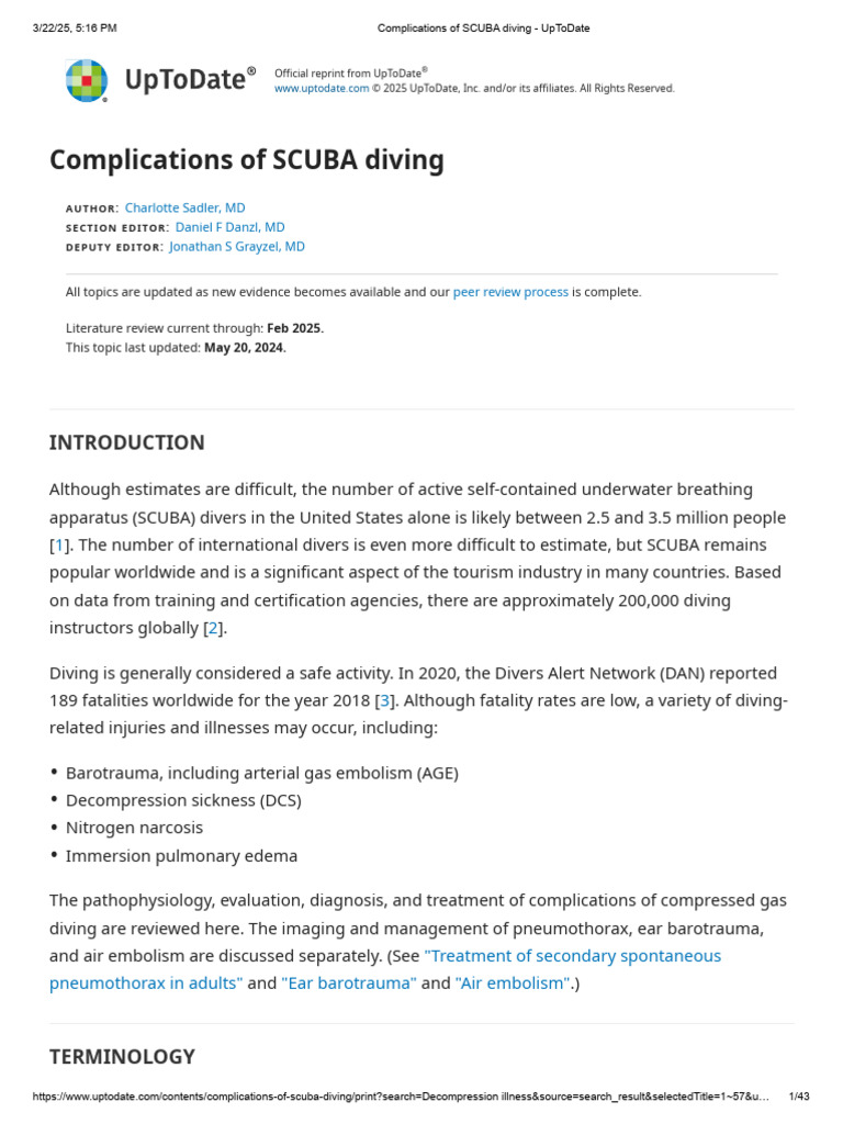SCUBA Diving Complications Explained | PDF | Underwater Diving | Scuba ...