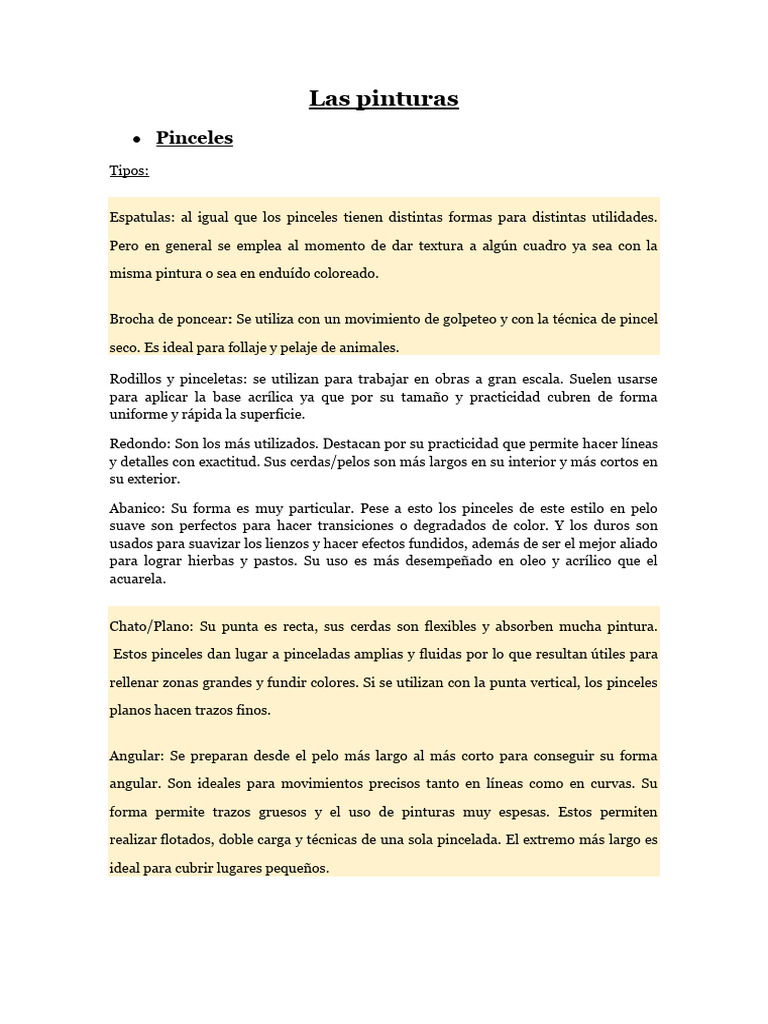 Tipos y técnicas de pinturas | PDF | Pinturas | Pintura al óleo