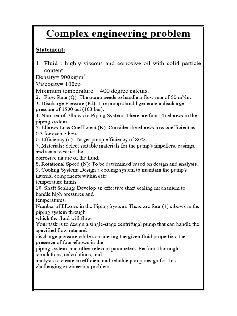 Complex Engineering Problem fm2 | PDF | Pump | Flow Measurement