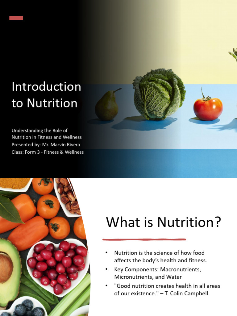 Introduction To Nutrition Presentation | PDF | Nutrition | Diet & Nutrition