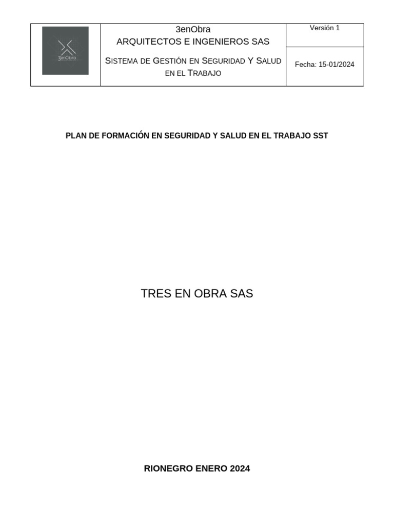 Plan de Formación en Seguridad Laboral | PDF | Seguridad y salud ...
