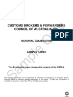 National Exam Sample for Customs Broking