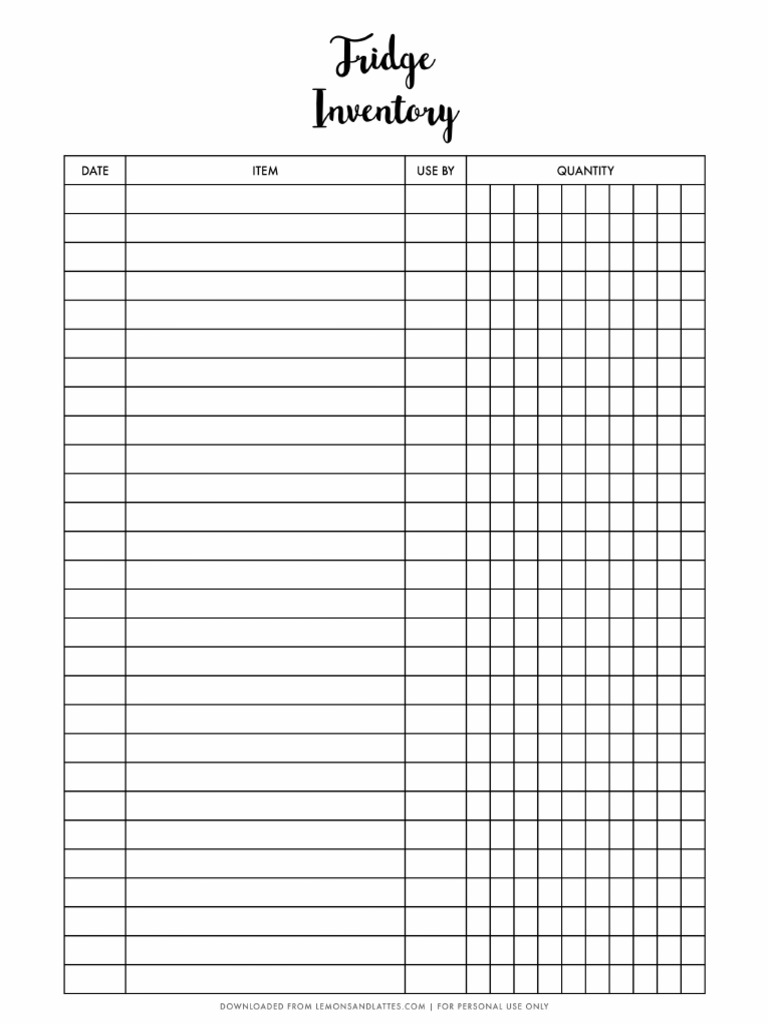 Kitchen Inventory Fridge | PDF