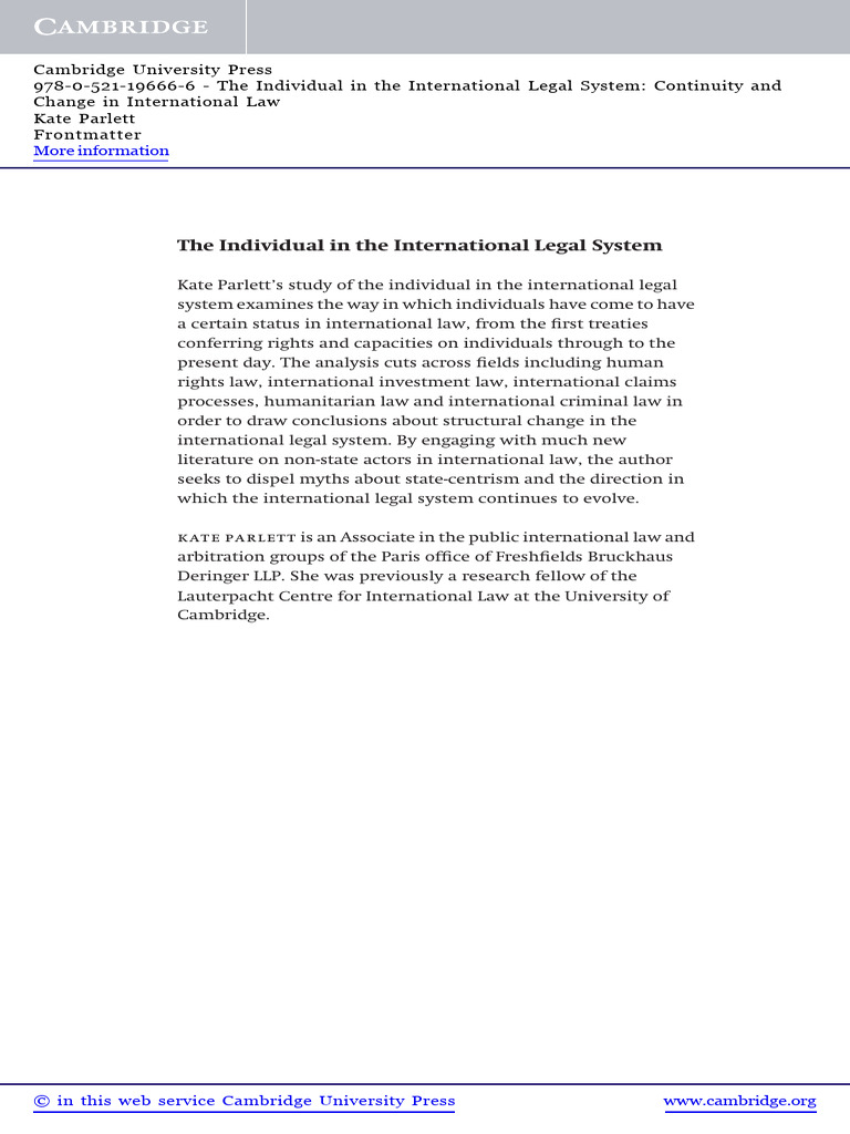 Individual Status in International Law | PDF | International Law ...