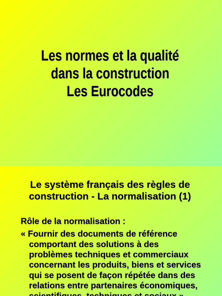 Normes et Eurocodes en construction | PDF