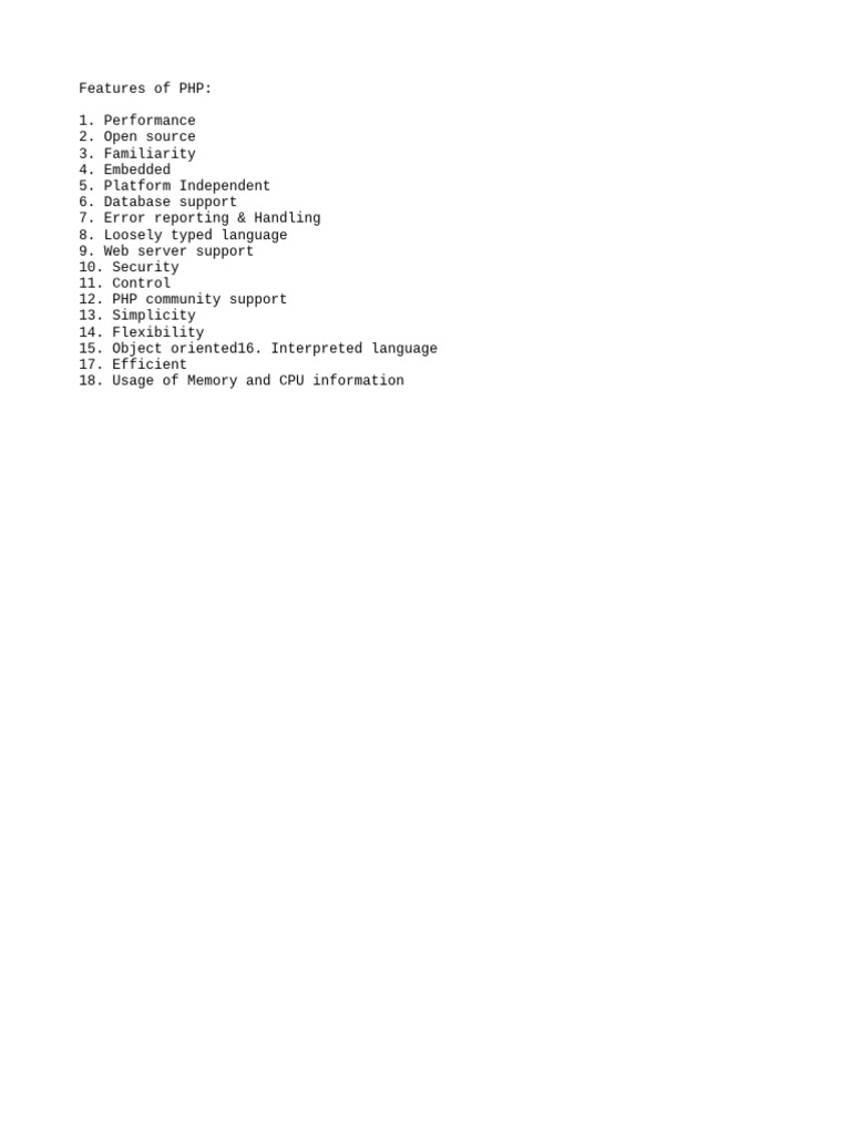 Key Features of PHP Explained | PDF