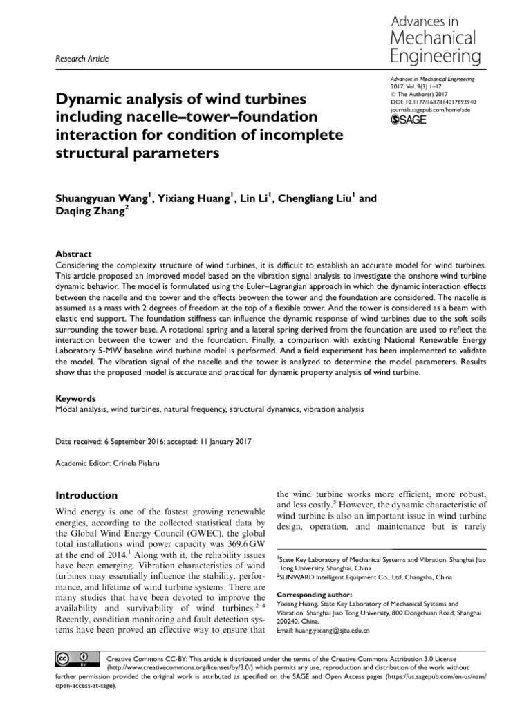 Dynamic Analysis of Wind Turbines Including Nacell | PDF | Wind Turbine ...
