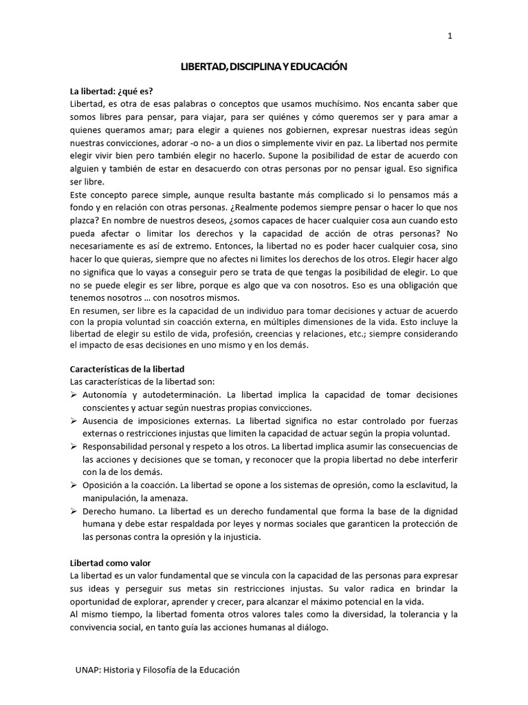 Disciplina y Libertad en Educación | PDF | Libertad | Disciplinas