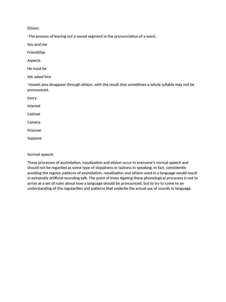 Understanding Elision in Speech | PDF