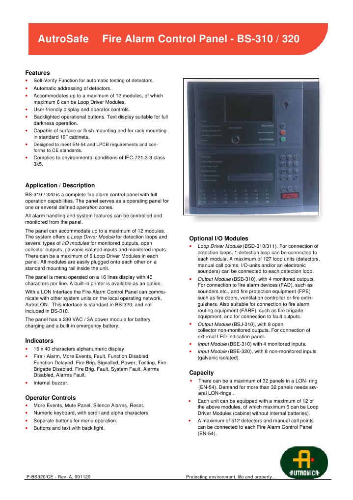 Fire Alarm Control Panel BS-310/320 | PDF | Input/Output | Manufactured ...