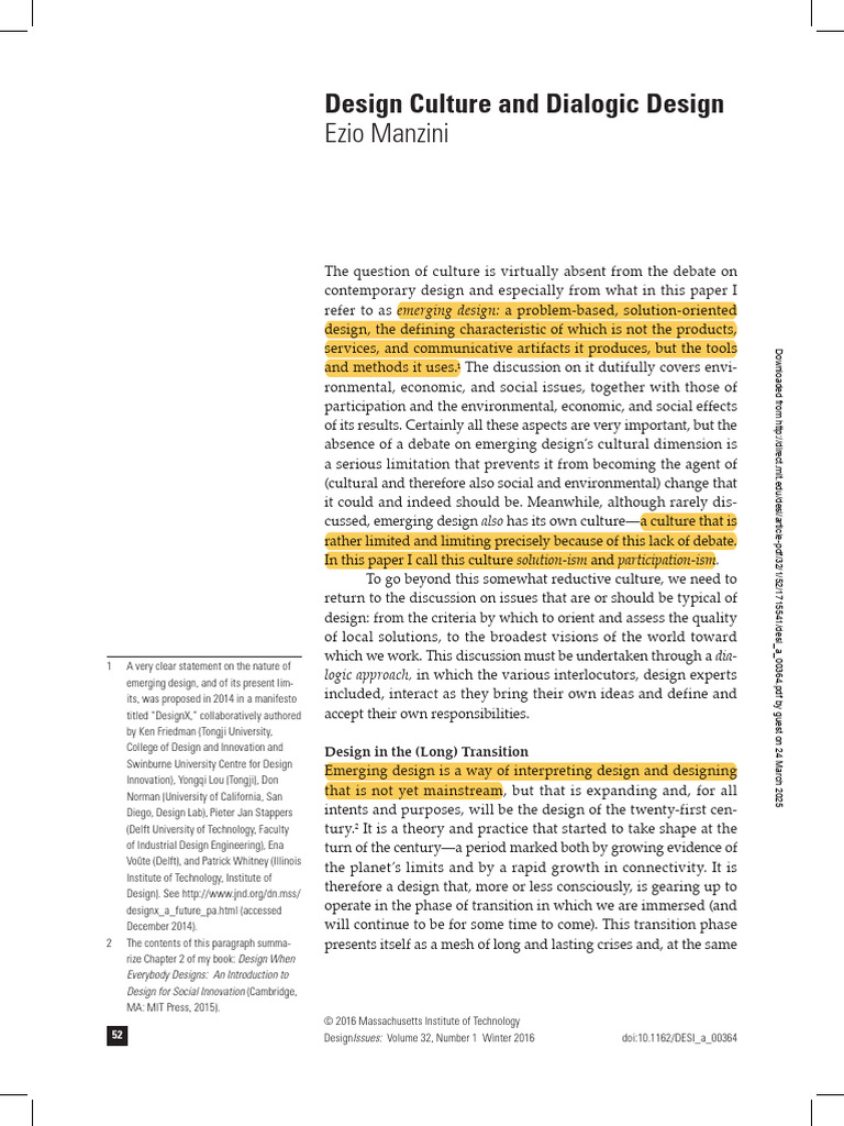 ART_USA_001 - Design Culture and Dialogic Design - Ezio Manzini | PDF ...