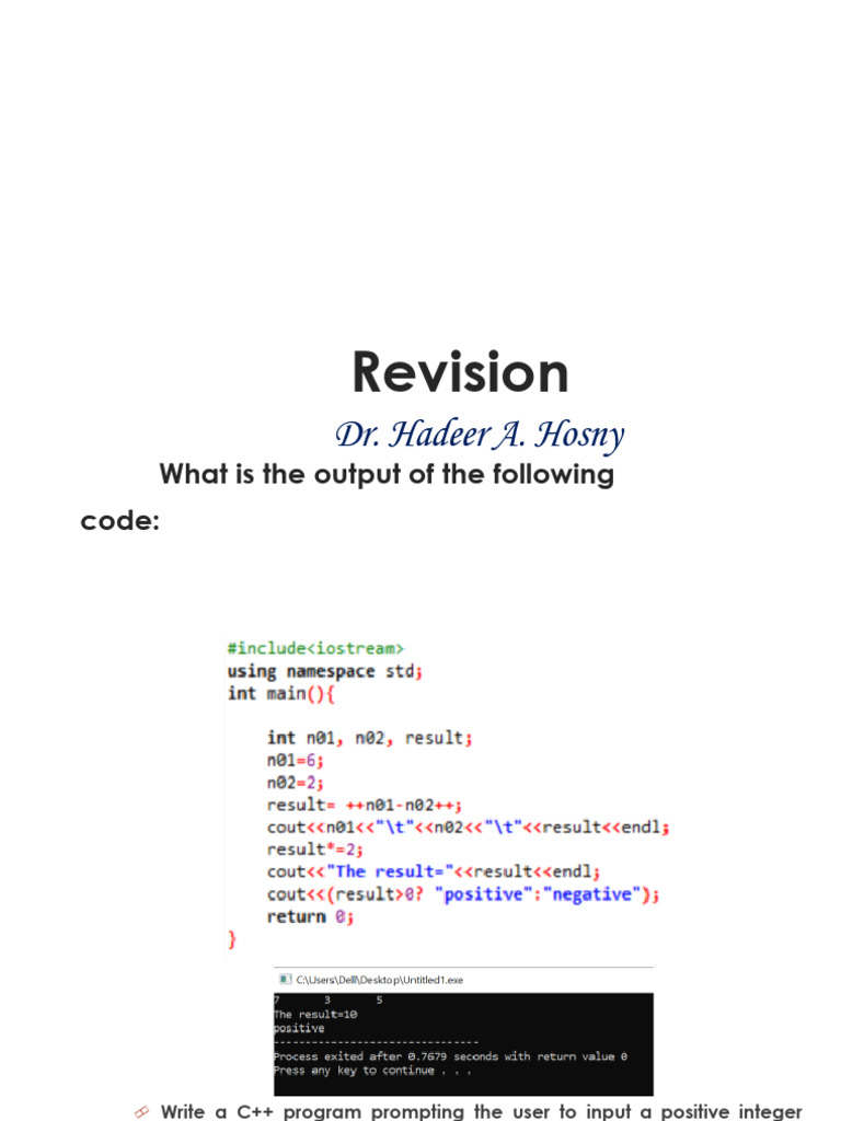 Lec 5 Revision | PDF | Integer (Computer Science) | Computer Programming
