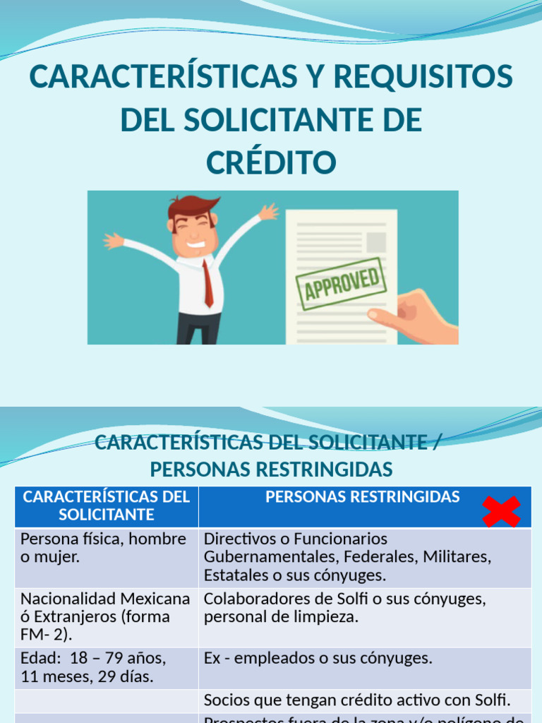 Requisitos y Características del Solicitante de Crédito | PDF