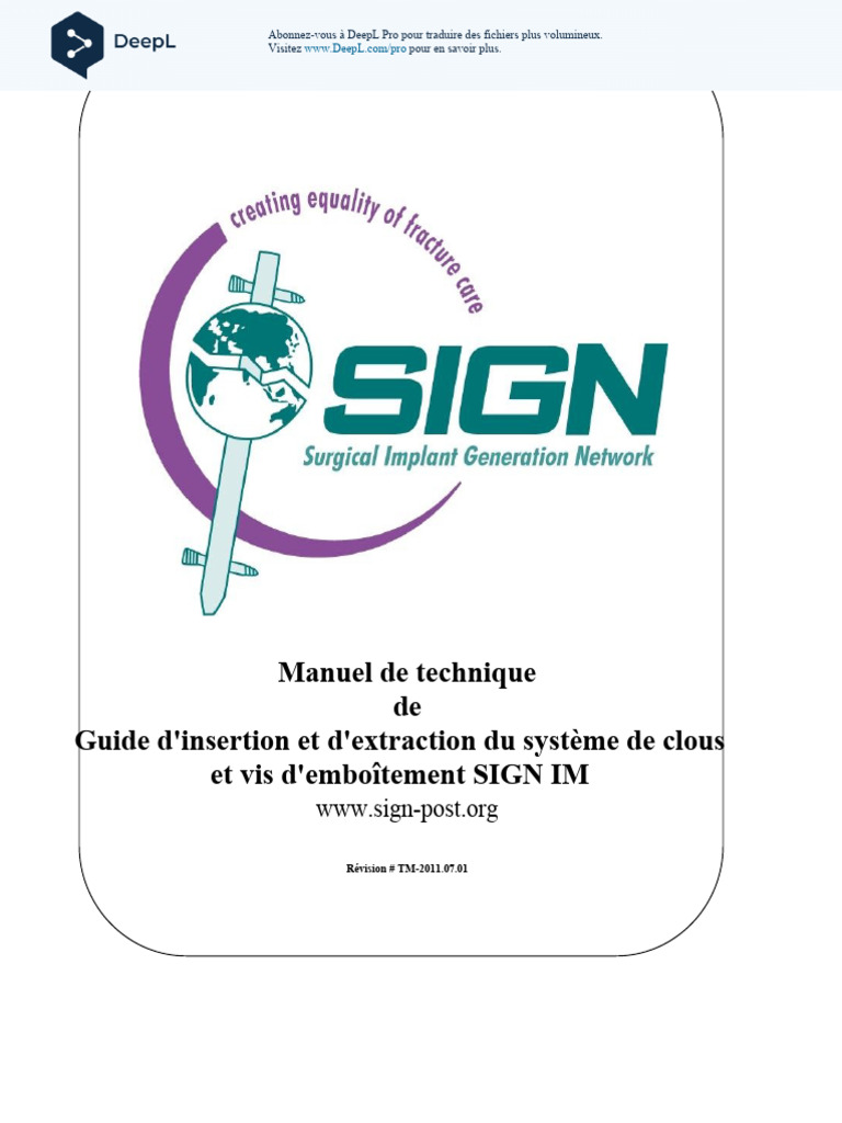 Guide d'utilisation du kit SIGN IM | PDF | Genou | Vis de fixation