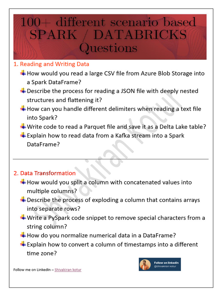 PySpark Scenario-Based Interview Questions | PDF | Apache Spark ...