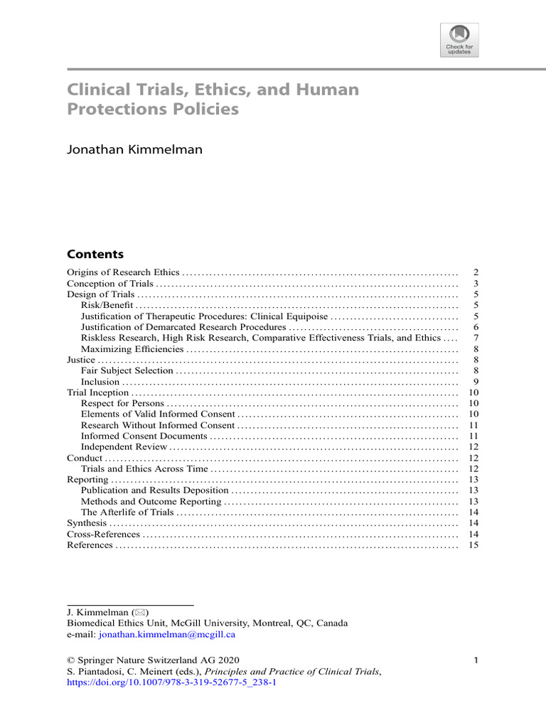 Clinicaltrials Ethics Chapter2020 | PDF | Clinical Trial | Informed Consent