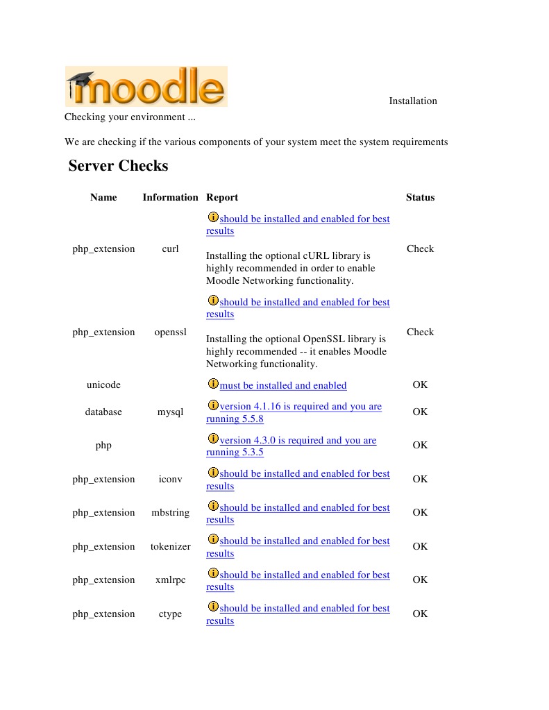 Server Checks: Name Information Report Status | PDF