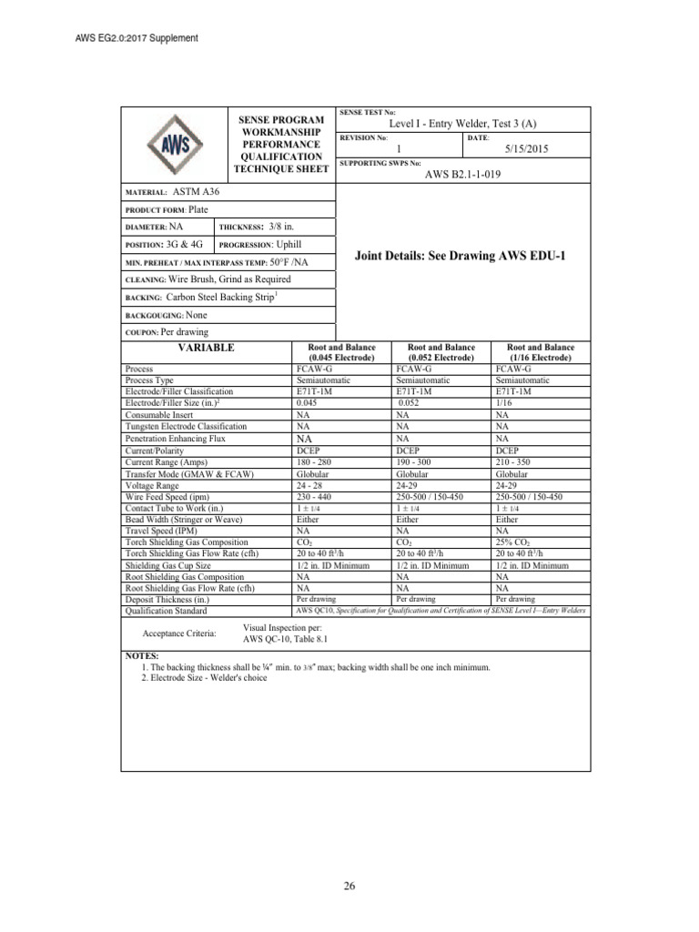 AWS Sense FCAW Project | PDF | Welding | Construction