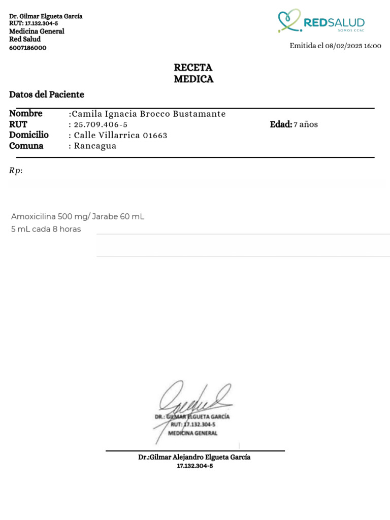 Receta médica Dr. Gilmar Elgueta | PDF