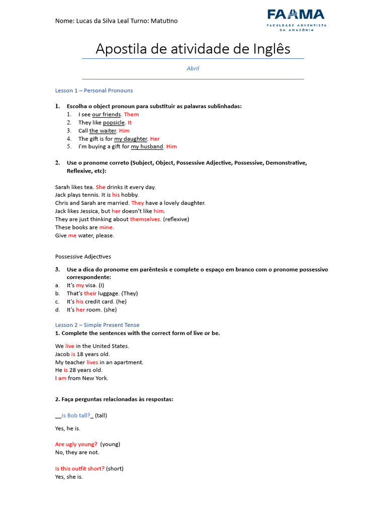 English Activity Workbook for Beginners | PDF | Semantic Units | Syntax