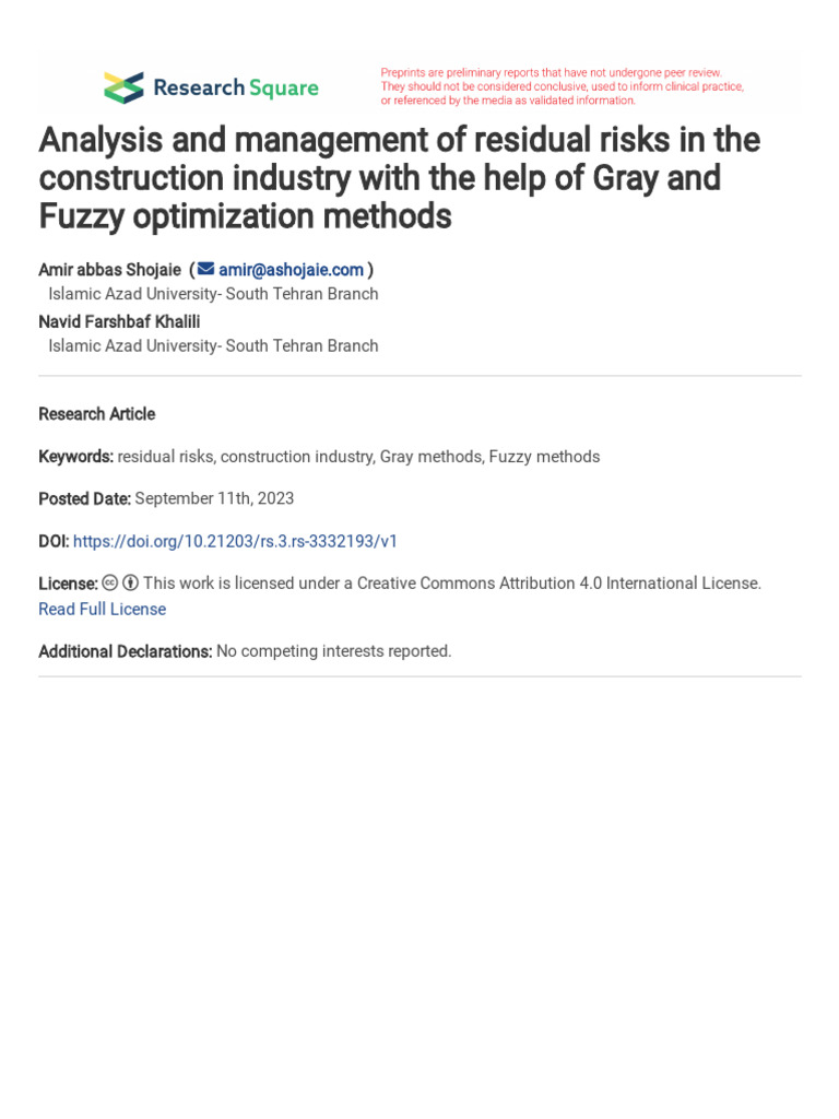 Analysis and Management of Residual Risks in the c | PDF | Risk | Logic