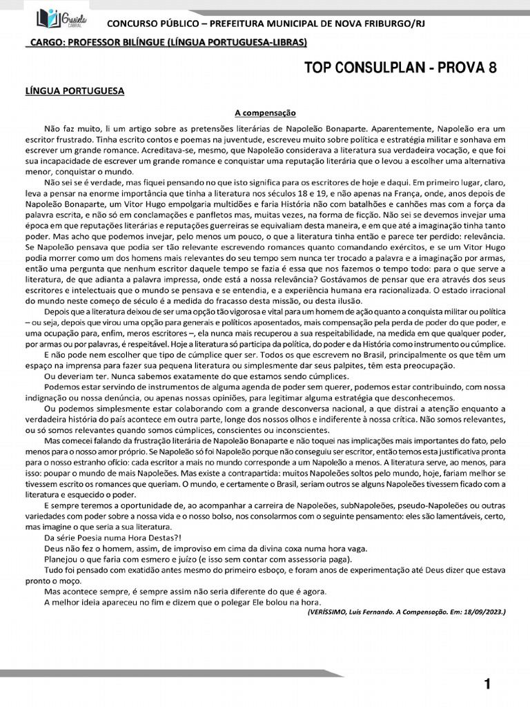 Top Consulplan T1 - Prova 8 | PDF