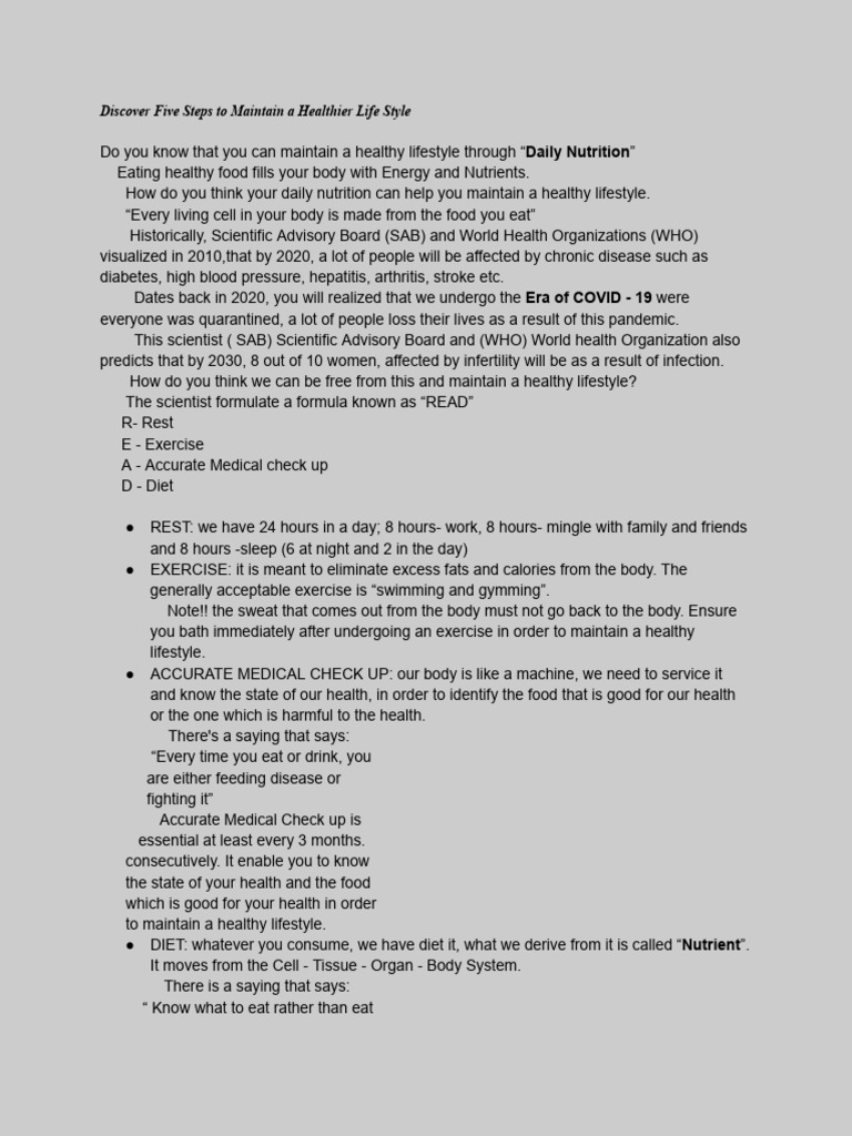 Discover Five Steps To Maintain A Healthier Life Style | PDF | Healthy ...