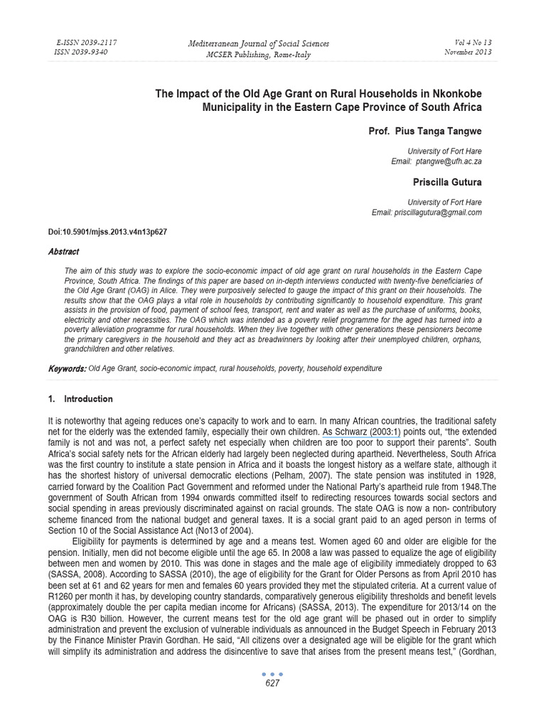 The Impact of The Old Age Grant On Rural | PDF
