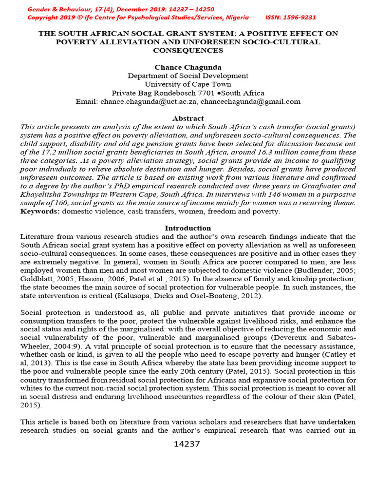 South Africa's Social Grants Impact on Poverty | PDF | Poverty ...