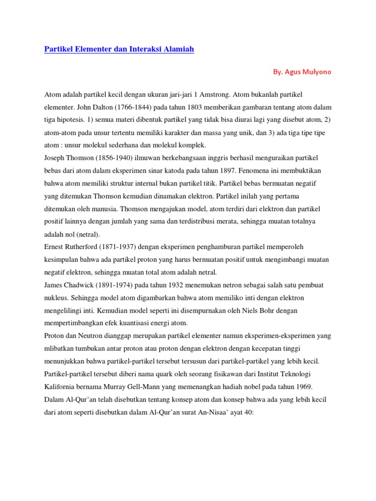 Sejarah Partikel dan Interaksi Alam | PDF