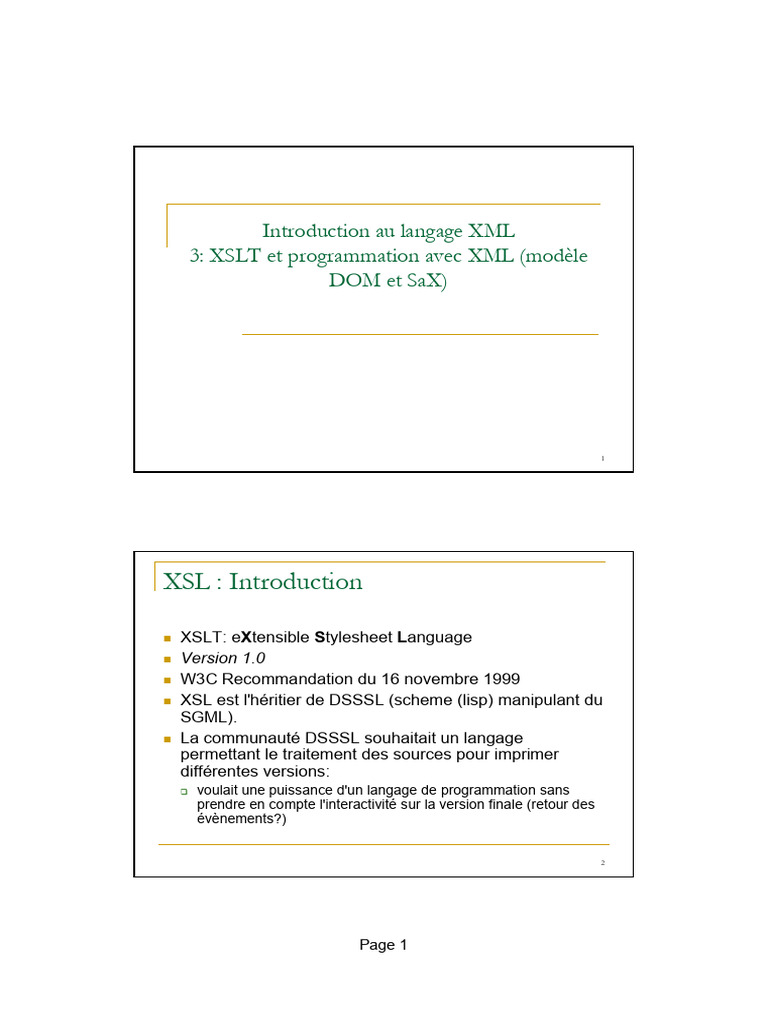 Introduction à XSLT et PDF | PDF | XML | Extensible Stylesheet Language ...