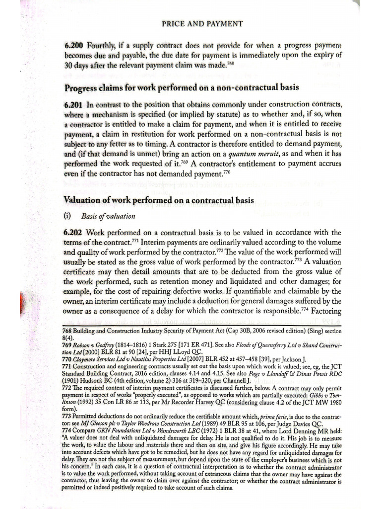 Progress Claims For Work Performed On A Non-Contractual Basis | PDF