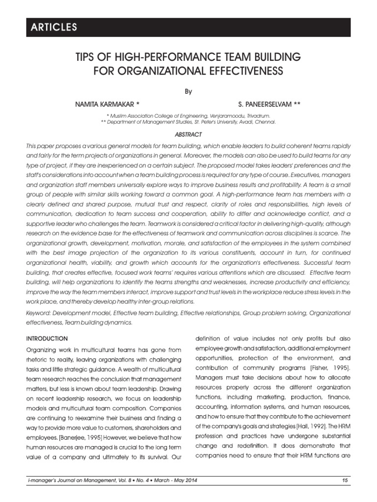 High-Performance Team Building Tips | PDF | Team Building | Social ...