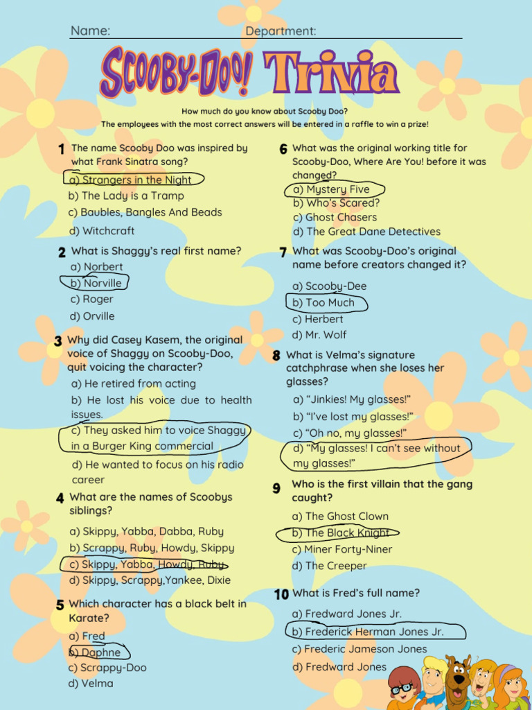 Scooby Doo Trivia Answers | PDF | Scooby Doo | Scooby Doo (Character)