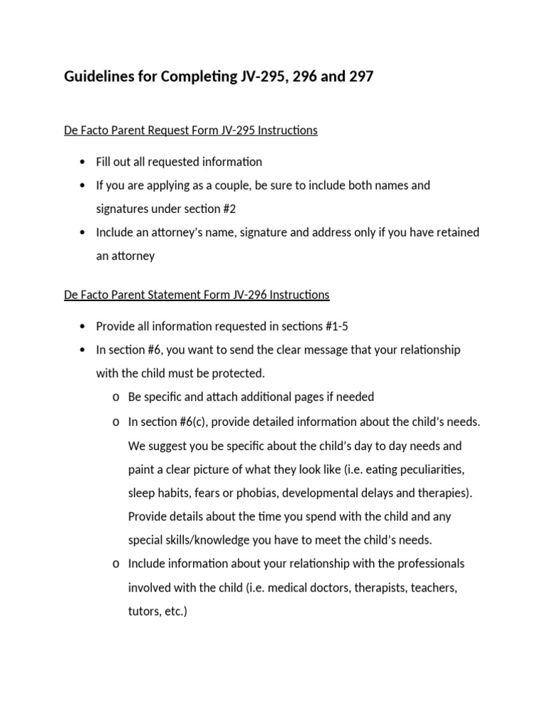 JV-295, 296, 297 Form Completion Guide | PDF