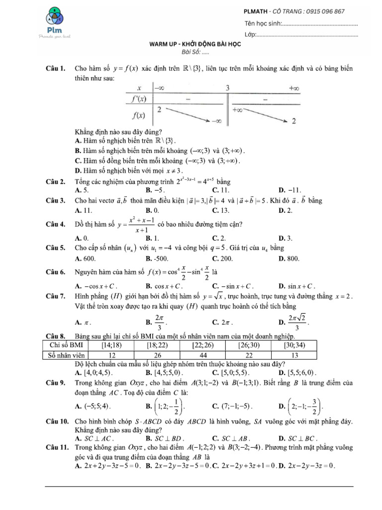Luyện Thi 2025 - Phan 1 - Warm Up - Đề 8 | PDF
