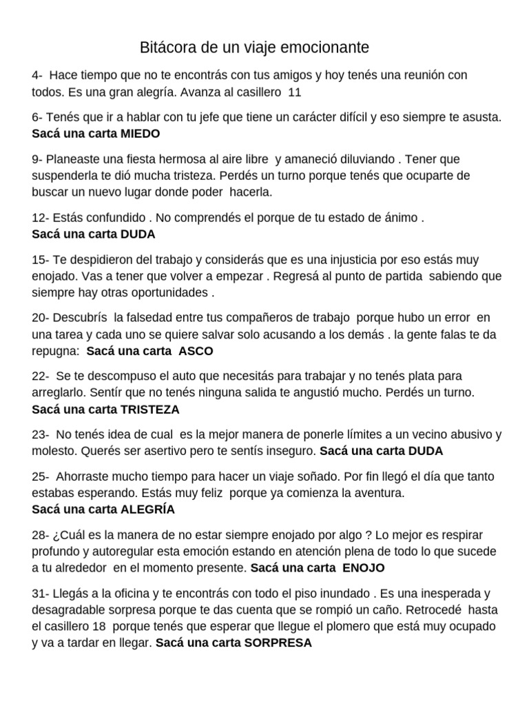 Bitácora de Un Viaje Emocionante | PDF | Las emociones | Ira