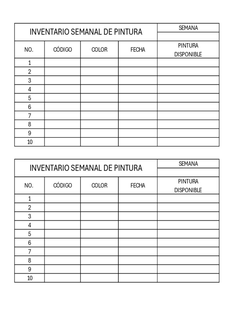 Inventario Semanal de Pintura | PDF