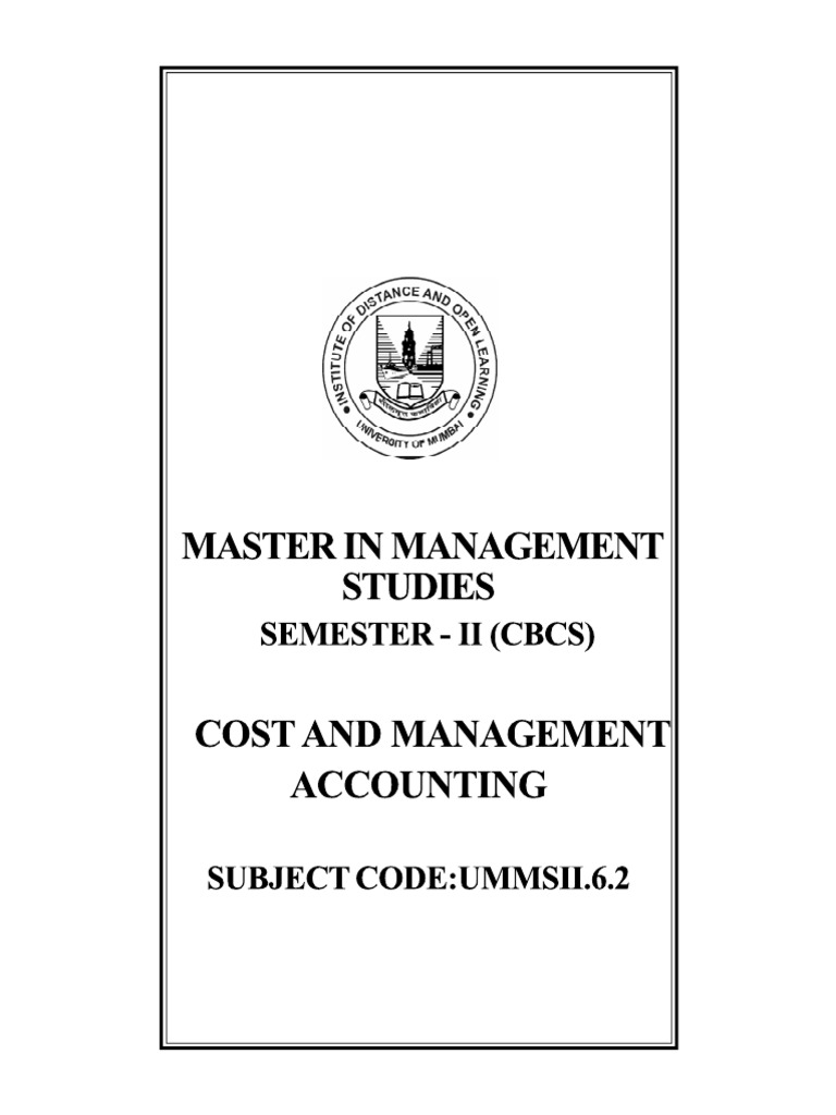 Cost & Management Accounting | PDF