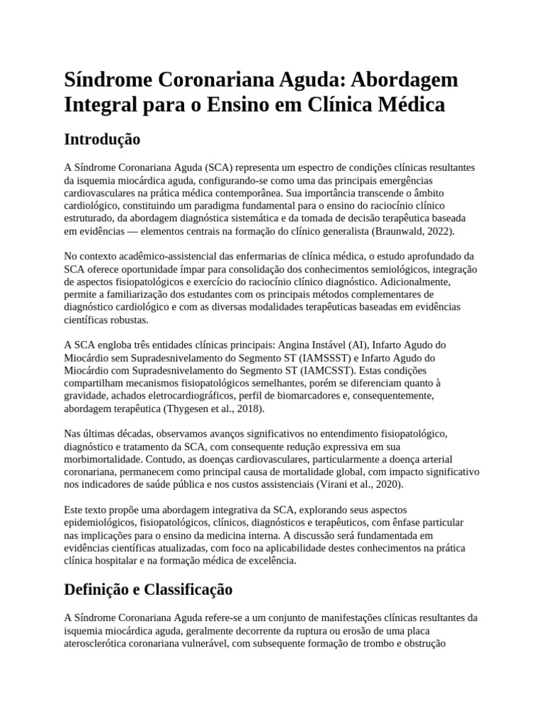 Abordagem da Síndrome Coronariana Aguda | PDF | Infarto do Miocárdio ...
