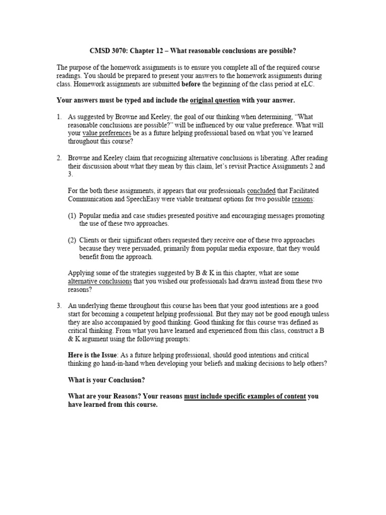 CMSD 3070 Chapter 12 - Browne and Keeley | PDF