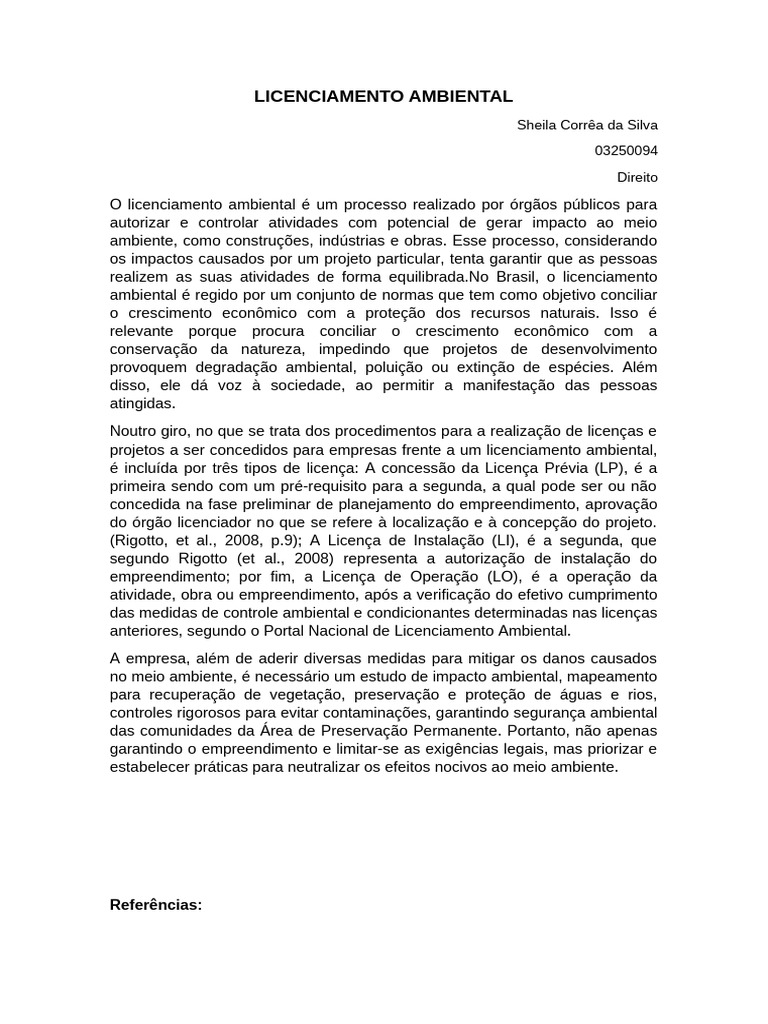 Licenciamento Ambiental no Brasil | PDF | Ambiente natural | Economia